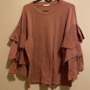 PacSun Layered Ruffle Sleeve Sweater in Blush